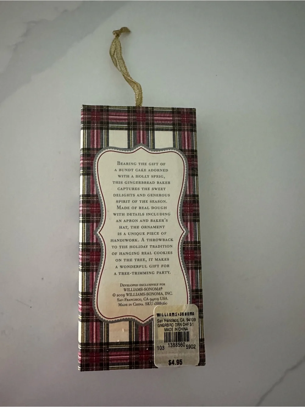 Williams Sonoma Gingerbread Chef Ornament in Brown, Red & White
